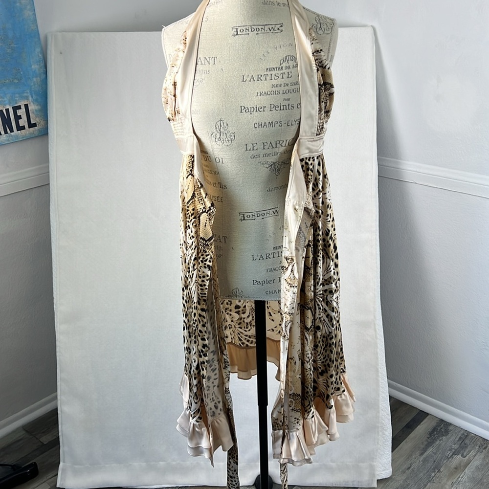 Roberto Cavalli Vintage Like New 100% Silk Leopard Print Wrap dress Sz.38 XS /S - Picture 6 of 13